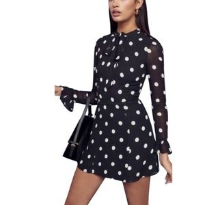 Reformation mini dress. Polka dot